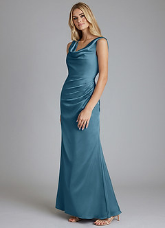 Azazie Tallie Bridesmaid Dresses Bermuda Mermaid Pleated Stretch Satin Dress image8