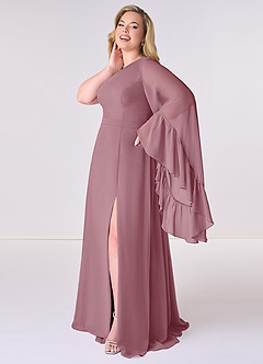 Barbie ♥ Azazie Robes de demoiselle d'honneur Robe Trapèze en Mousseline de soie Manche longue Mauve Vintage image9