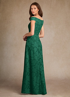 Azazie Moore Mother of the Bride Dresses Emerald A-Line Boatneck Floral Burnout Dress image2