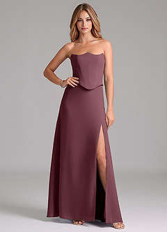Azazie Jenilyn Bridesmaid Dresses Sangria A-Line Strapless Chiffon Dress image1