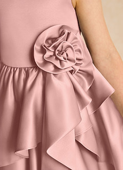 Azazie Hermia Jurken voor bloemenmeisjes A-Lijn Jurk van Mat Satijn Mouwloos Rosé Goud image6