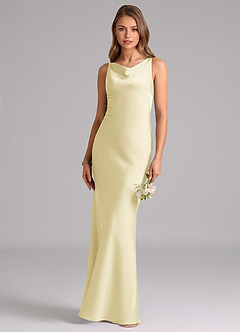 Azazie Allettie Brudtärnklänningar Klä av Sjöjungfru i Stretch Satin Citronsorbet image1