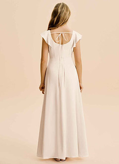 Azazie Bondi Junior White Alabaster A-Line Side Slit Stretch Satin Dress image2