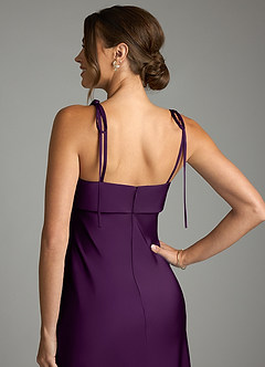 Azazie Ellia Robes de demoiselle d'honneur Robe Fourreau en Satin extensible Arc Grain De Raisin image6