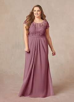 Azazie Silvia Mother of the Bride Dresses Vintage Mauve A-Line Lace Chiffon Dress image7
