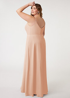 Azazie Daenerys Robes de demoiselle d'honneur Robe Trapèze en Mousseline de soie Col bénitier Rose Perle image15