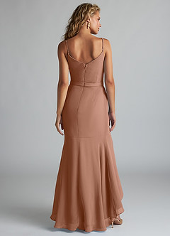 Azazie Summer Jurken voor bruidsmeisjes Jurk van Chiffon met Zeemeermin Schop cowl Bronzeertint image2