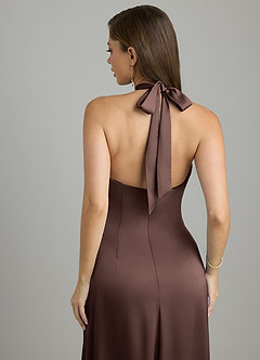 Azazie Nicole Bridesmaid Dresses Ganache A-Line Stretch Satin Dress image6