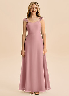 Azazie Mavie Junior Dusty Rose A-Line Ruched Chiffon Dress image4