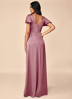 Azazie Soren Bridesmaid Dresses Vintage Mauve A-Line Pleated Stretch Satin Dress image2