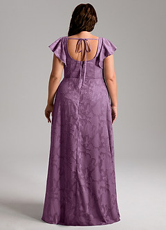 Azazie Bondi Bridesmaid Dresses Wisteria A-Line Side Slit Floral Burnout Dress image8