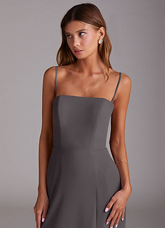 Azazie Wren Bridesmaid Dresses Steel Grey A-Line Side Slit Chiffon Convertible Dress image6