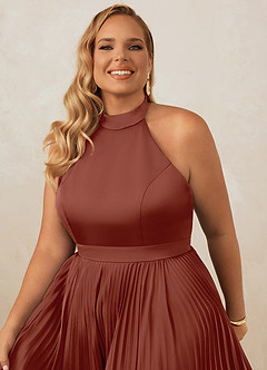 Christian Siriano Bridal for Azazie 1007 Bridesmaid Dresses Auburn A-Line Pleated Stretch Satin Dress image14