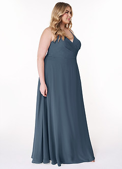 Azazie Davis Bridesmaid Dresses Neptune A-Line V-Neck Chiffon Dress image10