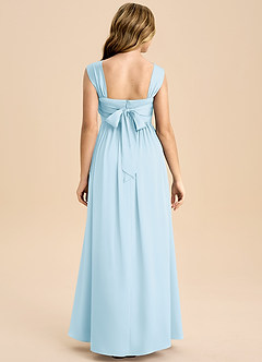 Azazie Hattie Junior Sky Blue A-Line Pleated Stretch Satin Dress image2