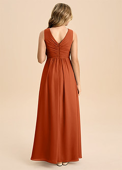 Azazie Skyla Junior Burnt Orange A-Line Pleated Chiffon Dress image2
