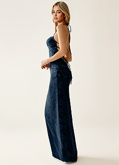 Angena Marine Rückenfreies Sommerkleid image4