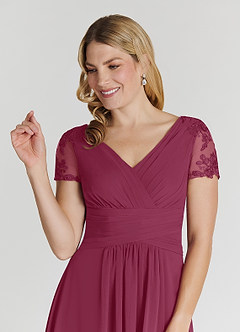 Azazie Thais Kleider für die Brautmutter A-Linie Spitze Chiffon Kleid Maulbeerrot image5
