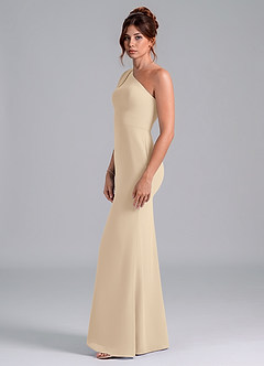 Azazie Rinna Bridesmaid Dresses Champagne Mermaid One Shoulder Chiffon Dress image4