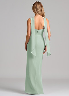 Azazie Calandra Bridesmaid Dresses Agave Sheath Pleated Chiffon Dress image2