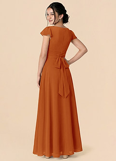 Azazie Payton Junior Paprika A-Line Bow Chiffon Dress image2
