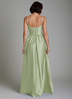 Azazie Mona Robes de demoiselle d'honneur Robe Trapèze en Satin extensible Corset Vert Sauge image2