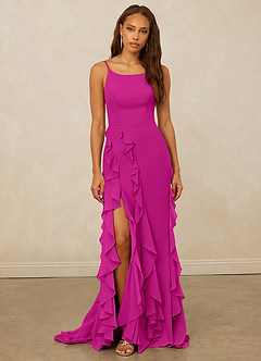 Christian Siriano Bridal for Azazie 1006 Brautjungfernkleider Meerjungfrau-Linie Gestreift Chiffon Kleid Fuchsia image3