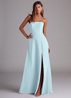 Azazie Wren Bridesmaid Dresses Cloud Blue A-Line Side Slit Chiffon Convertible Dress image5