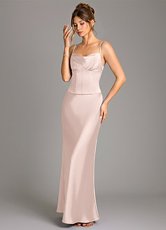Azazie Reverie Bridesmaid Dresses Blushing Pink Mermaid Corset Stretch Satin Dress image1