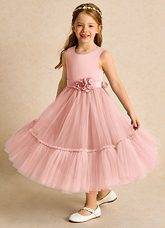 Azazie Miracle Flower Girl Dresses Rosette A-Line Bow Matte Satin Dress image4