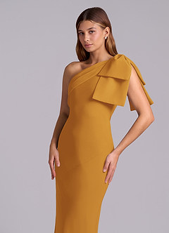 Azazie Yuanna Bridesmaid Dresses Butterscotch Mermaid One Shoulder Chiffon Dress image7