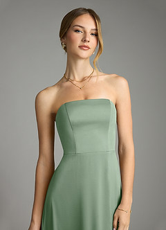Azazie Wren Bridesmaid Dresses Matcha A-Line Strapless Stretch Satin Convertible Dress image4