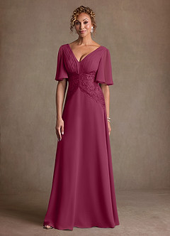 Azazie Milliat Suknie dla Matki Panny Młodej Linia A Koronka Szyfon Długość podłogi Sukienka image4