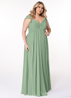 Azazie Kaitlynn Brautjungfernkleider Wandelbar Empire Gerafft Chiffon Kleid Matcha image12