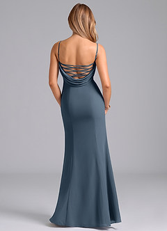 Azazie Wynni Abiti da Damigella Abito Sirena in Chiffon Corsetto Blu Nettuno image6