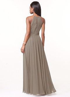 Azazie Cherish Bridesmaid Dresses Taupe A-Line Pleated Chiffon Dress image2