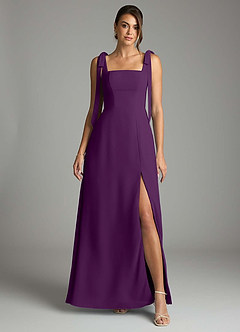 Azazie Debra Bridesmaid Dresses Grape A-Line with Pockets Chiffon Convertible Dress image7