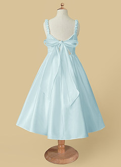 Azazie Cutie Pie Flower Girl Dresses Sea Glass A-Line Pleated Matte Satin Dress image5