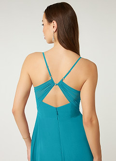 Azazie Minie Final Sale Jade A-Line Bow Chiffon Dress image7