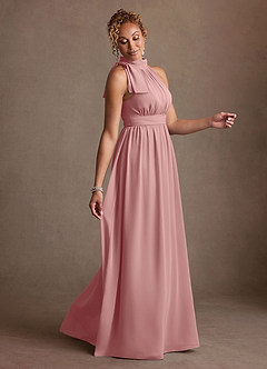 Azazie Antoinette vestidos de madre de la novia Vestido Rosa Polvorienta de Gasa de Corte en A con Plisado image4