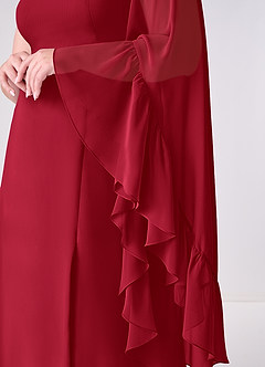 Barbie ♥ Azazie Bridesmaid Dresses Scarlet A-Line Long Sleeve Chiffon Dress image10