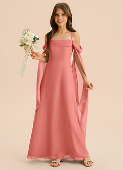 Azazie Moana Junior Linia A Pofałdowany Szyfon Długość podłogi Młodsza druhna Sukienka image4