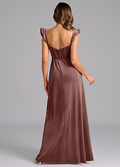 Azazie Denisse Bridesmaid Dresses Espresso A-Line Ruched Velvet Dress image7
