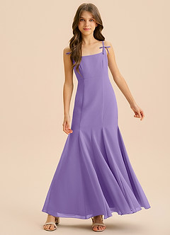 Azazie Evey Junior Abito Sirena in Chiffon Plissettato Tahiti image3