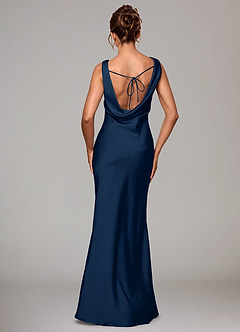 Azazie Rylina Bridesmaid Dresses Dark Navy Mermaid Stretch Satin Dress image5