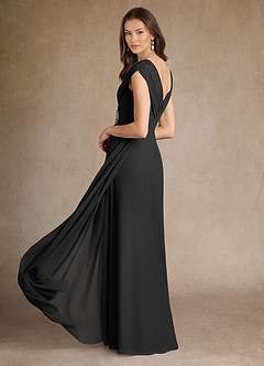 Azazie Bronson Mother of the Bride Dresses Black A-Line Pleated Chiffon Dress image3
