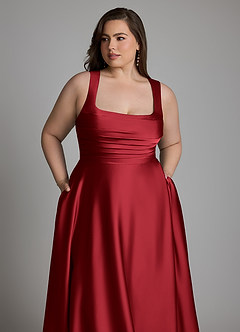 Azazie Azaria Bridesmaid Dresses Scarlet A-Line Corset Stretch Satin Dress image12