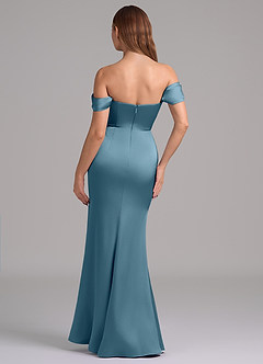 Azazie Miley Abiti da Damigella Abito Convertibile Sirena in Raso Elasticizzato a Spalla Scoperta Bermuda image7