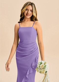 Azazie Buzzy Junior Robe Fourreau en Mousseline de soie Plissée Tahiti image2