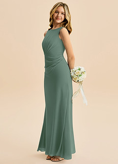 Azazie Floris Junior Jurk van Chiffon met A-Lijn Geplooid Eucalyptus image5